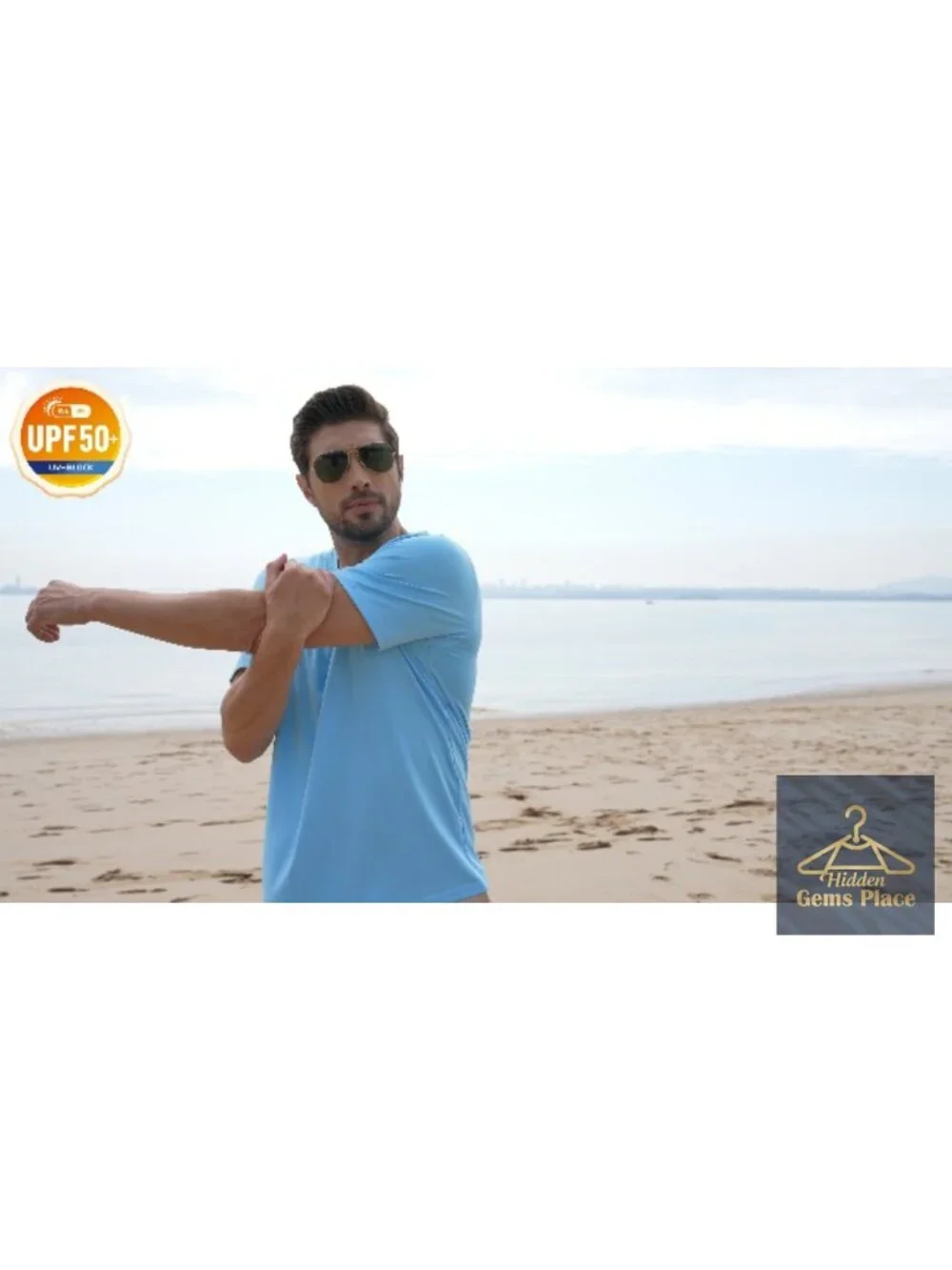 UPF 50+ Quick Dry Short Sleeve Rash Guard Swim Shirt for Men Athletic